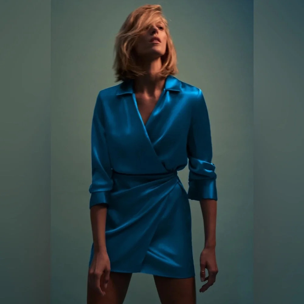 Zara button down satin dress